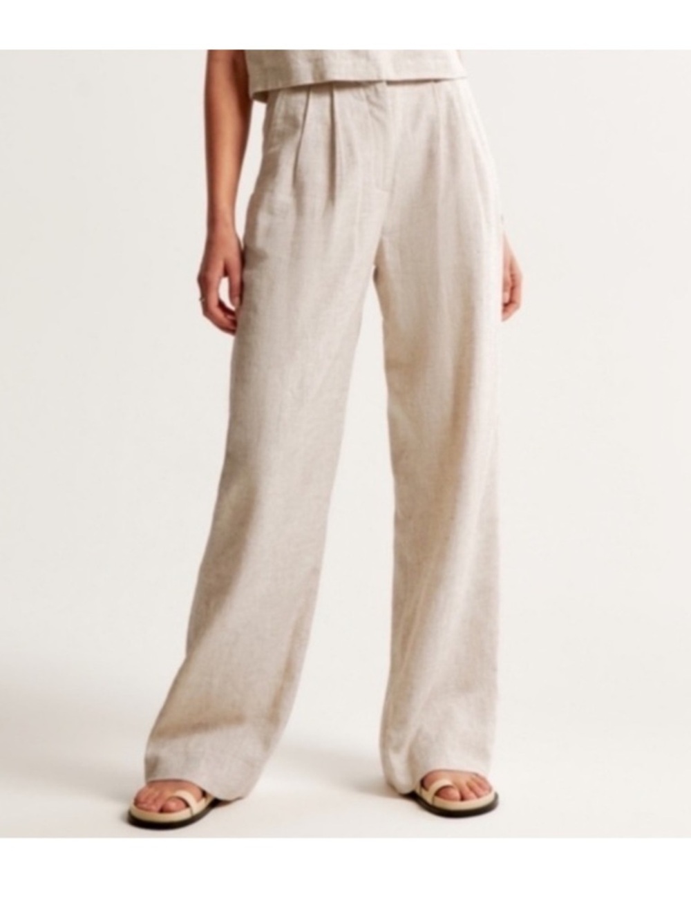 Abercrombie & Fitch Oatmeal Linen Boho Beach Pants